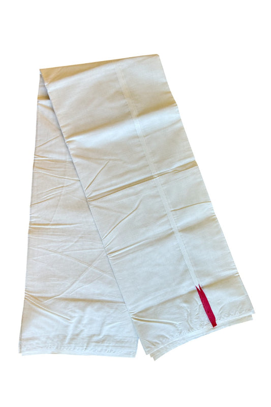 10% Discount ! KaithariKada Balaramapuram 100% Cotton Double Off white - (Unbleached) Mundu/Dhoti-100x100  1 cm  Puliyilakkara  Chutty Red Kara.- 39KK500KK
