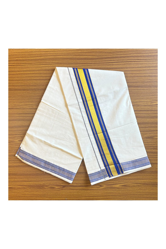 Kaitharikada Kerala Cotton Saree 4 inch Blue & Kasavu - 4KK303VIN