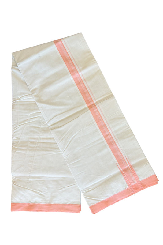 20% DISCOUNT ! KaithariKada 100% Cotton OFF WHITE (Unbleached) Double Dhoti/Mundu- Puliyilakkara Pink Wings Chutty - 4.50 mtr Big Size Dhothi  - 8KK455ASH