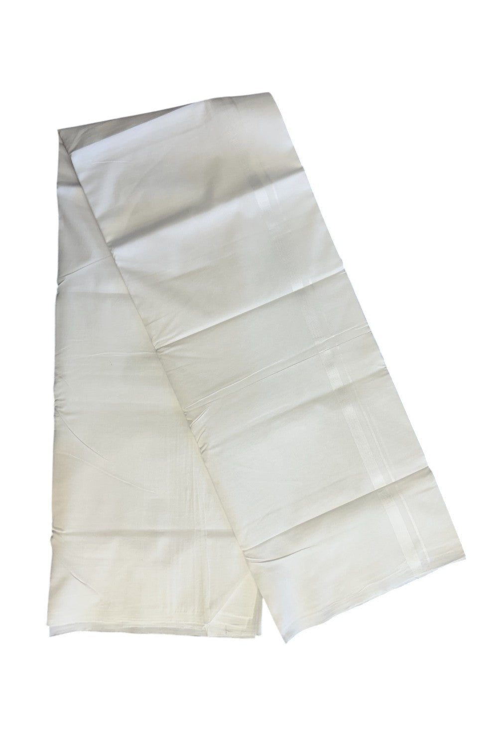 20% DISCOUNT!!! KaithariKada Balaramapuram 100% Cotton PURE WHITE DOUBLE Mundu/Dhoti - 100x100 - 0.5 inch White Plain Kara - 5KK5146ASH