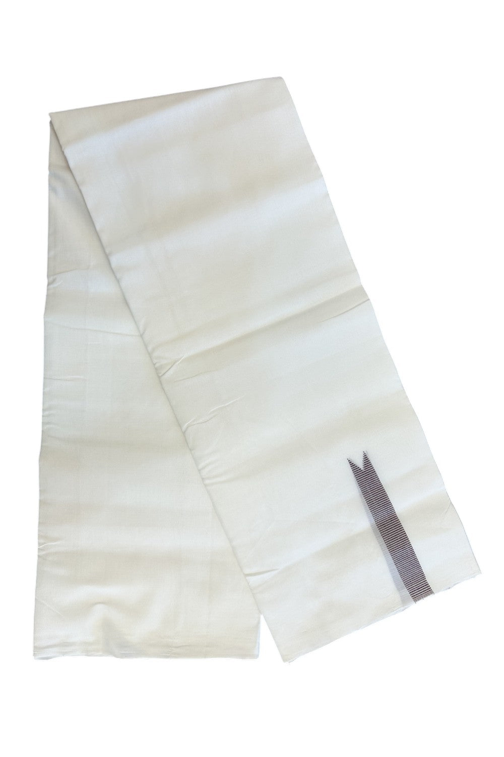 25% Discount!! NEW ULTRA PURE WHITE HANDLOOM Balaramapuram - 100% Mercerised Cotton Double Mundu/Dhoti - 120 twisted warp x 80s weft - 0.75 inch Puliyilakkara Maroon Striped Chutty Kara- 4KK5200REA