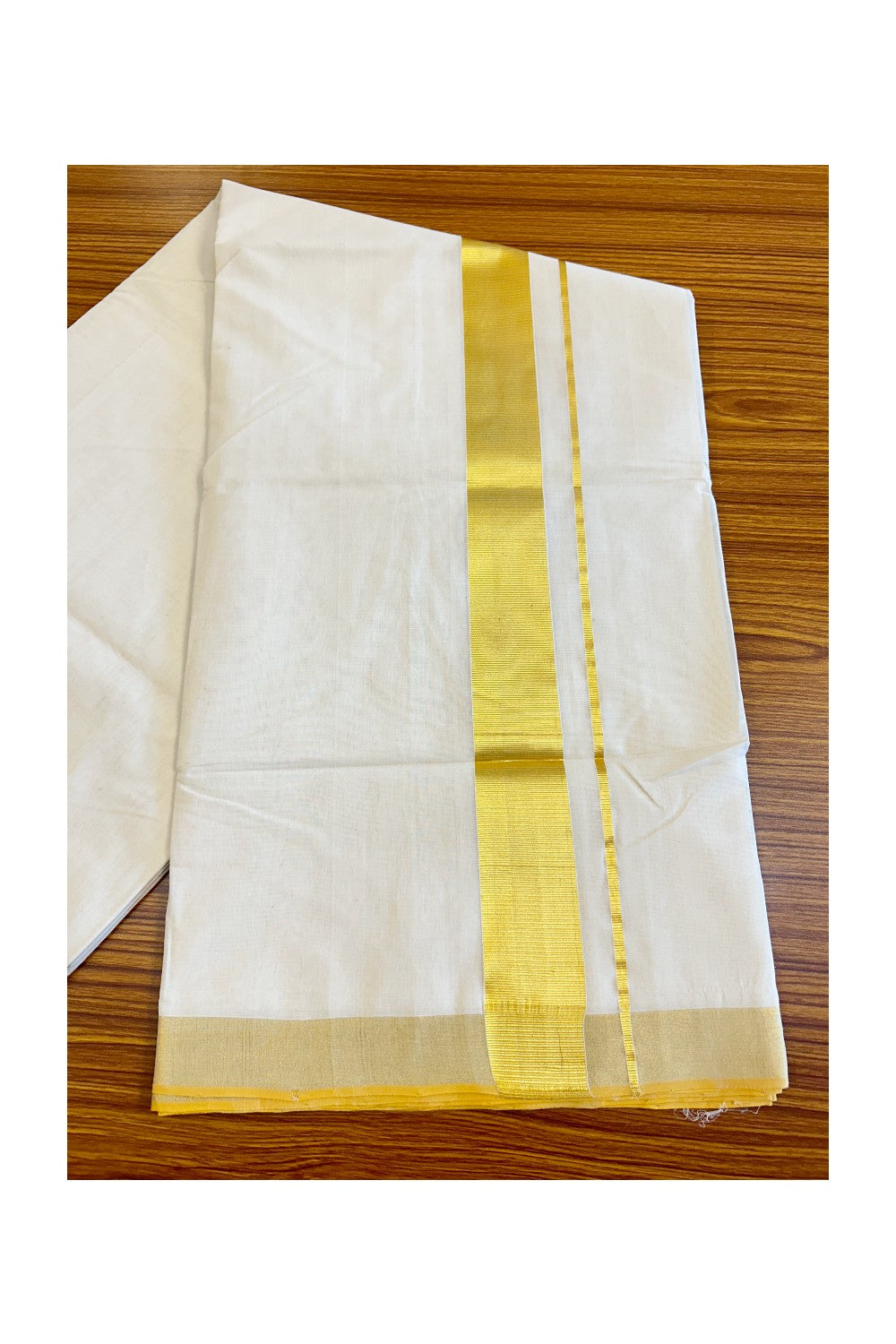 28% Discount KaithariKada HANDLOOM MILPAAV Balaramapuram Kerala Saree for Women- 100% PURE  COTTON  - 3 Inch GOLD KASAVU Plain KARA - 4KK121RAM