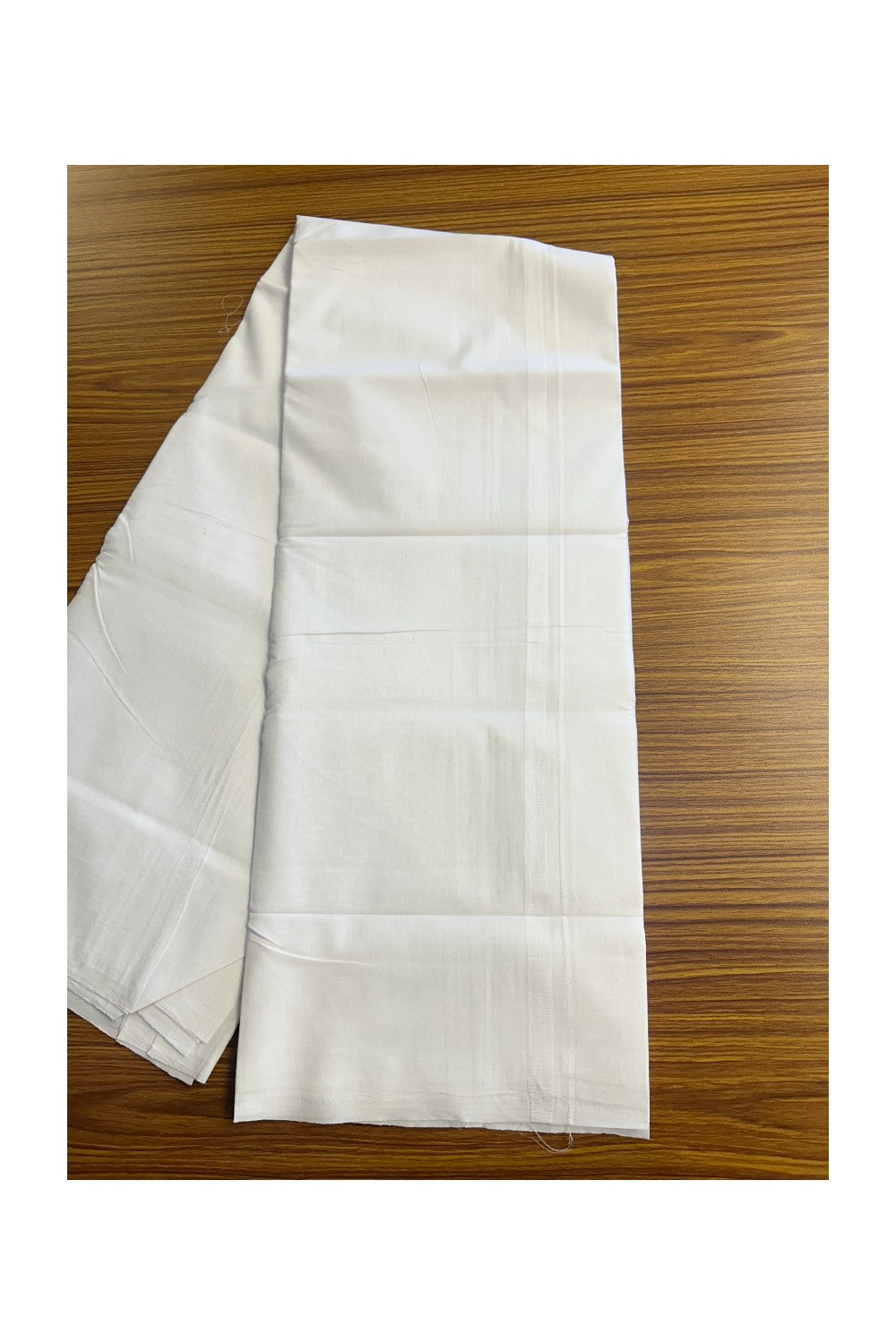 20% DISCOUNT!!! KaithariKada Balaramapuram 100% Cotton PURE WHITE DOUBLE Mundu/Dhoti - 100x100 - 0.5 inch White Plain Kara - 5KK5146ASH