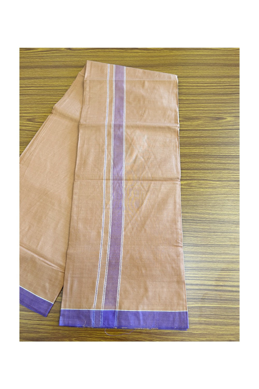 KaithariKada Kalamachal 100% Cotton Lungi/Kaily- KAVI - 2 inch Violet Border - 4KK8004KK