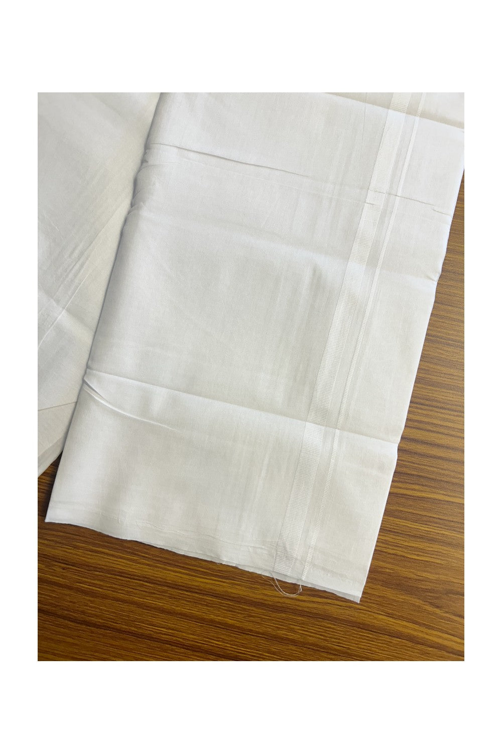 20% DISCOUNT!!! KaithariKada Balaramapuram 100% Cotton PURE WHITE DOUBLE Mundu/Dhoti - 100x100 - 0.5 inch White Plain Kara - 5KK5146ASH