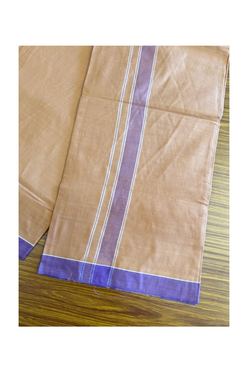 KaithariKada Kalamachal 100% Cotton Lungi/Kaily- KAVI - 2 inch Violet Border - 4KK8004KK