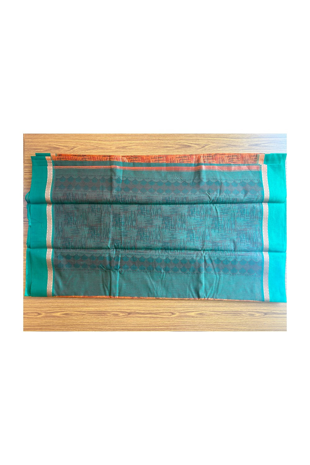 KaithariKada- Balaramapuram Saree - 100% PURE Cotton Silk - Orange & Green Design - 4KK1004DHA