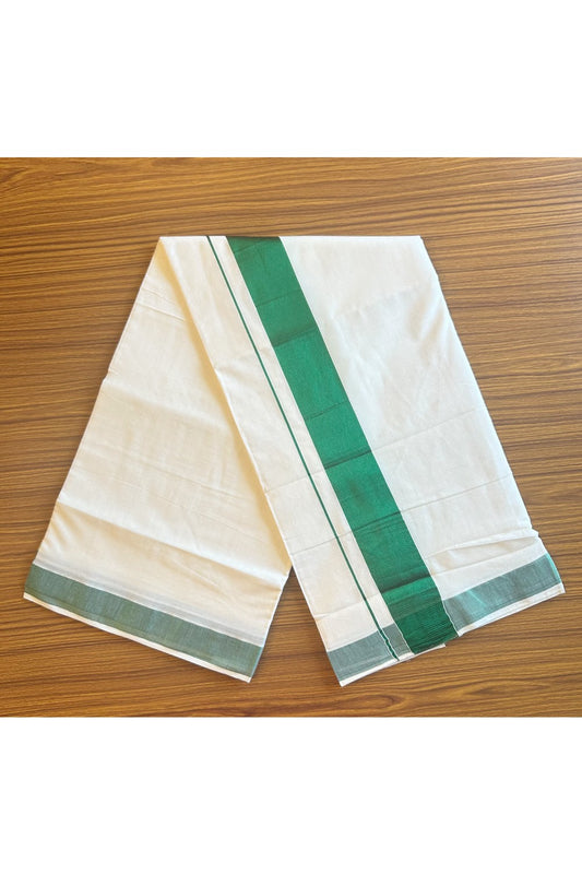 Kaitharikada Kerala Saree - Cotton Saree - 3.5 inch Pallu - Dark Green Kara - 42KK300VIN