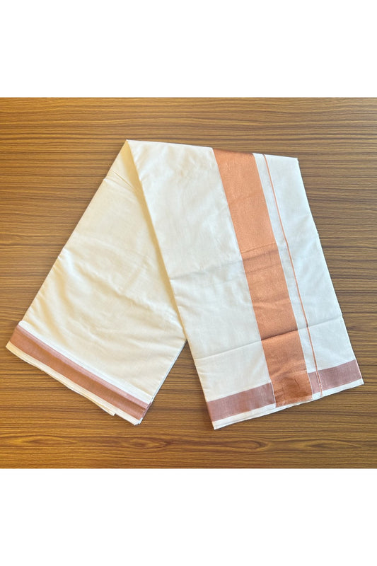 Kaitharikada Kerala Saree - Cotton Saree - 4 inch Pallu - Copper Kasavu Kara - 44KK300VIN
