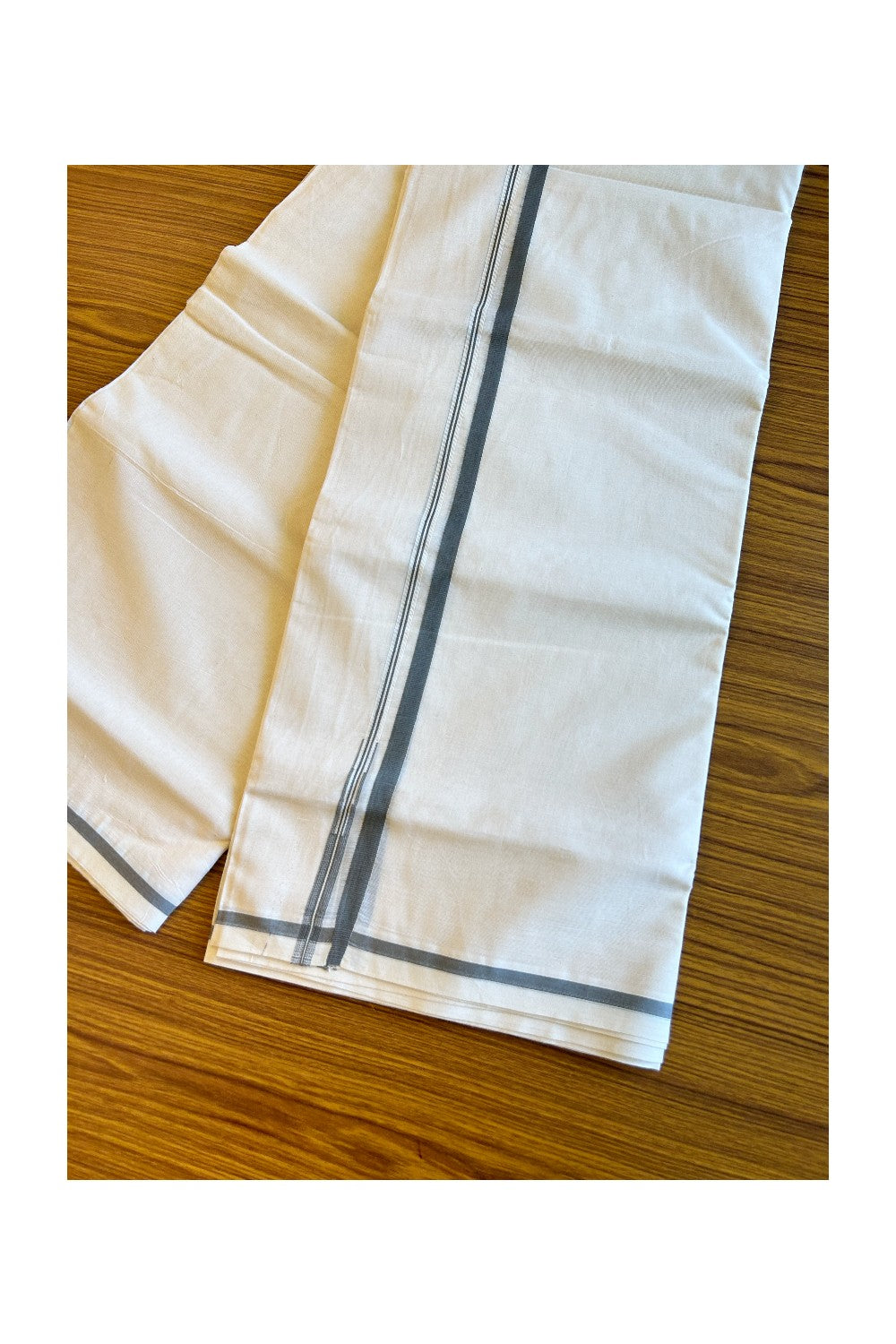 21% Discount Latest!! KaithariKada Balaramapuram 100% Cotton Double Off white - (Unbleached) Mundu/Dhoti-100x100  1. cm Puliyilakkara Chutty Grey Kara- 46KK500KK