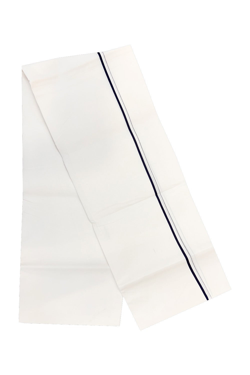 30% OFFER! KaithariKada 100% Cotton Balaramapuram HANDLOOM Single PURE WHITE Mundu/Dhoti - 1.5 cm (2 meter / 4 muzham) Black  Kara - 47KAI.