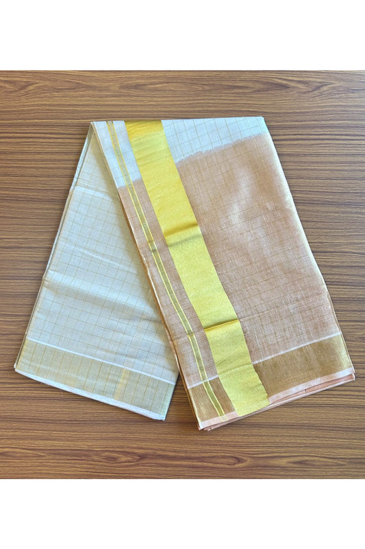 25% Discount! Kaitharikada Kerala Saree - Kasavu Tissue - Light Brown Colour Dyed & Kasavu Striped Kara- 47KK300VIN