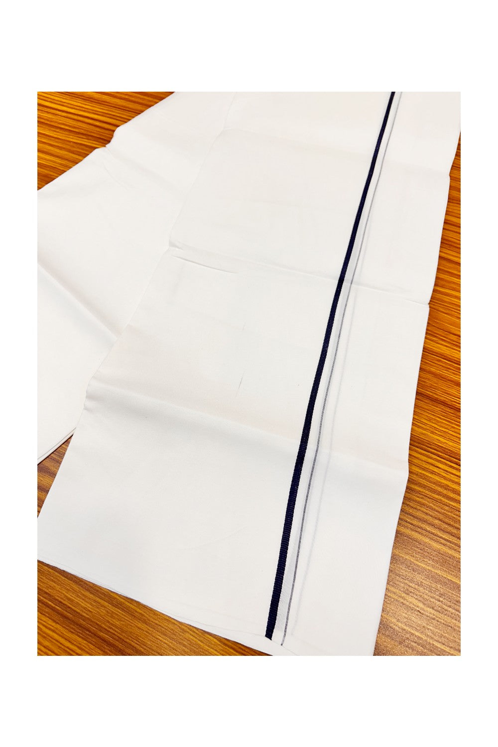 30% OFFER! KaithariKada 100% Cotton Balaramapuram HANDLOOM Single PURE WHITE Mundu/Dhoti - 1.5 cm (2 meter / 4 muzham) Black  Kara - 47KAI.