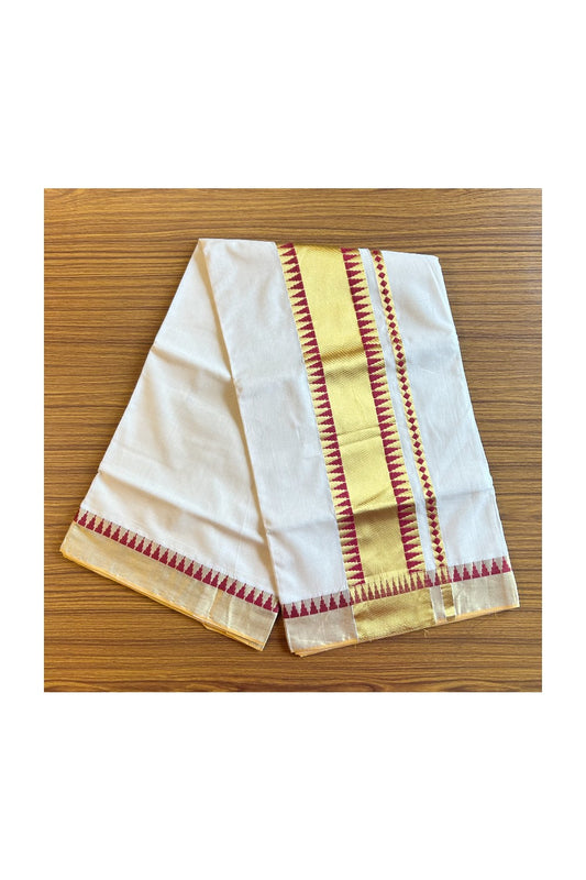 KaithariKada HANDLOOM UNAKKUPAAV Balaramapuram Kerala Saree for Women - 100% PURE  Cotton with Kasavu & Deep red Temple pattern design  - 5KK483KK