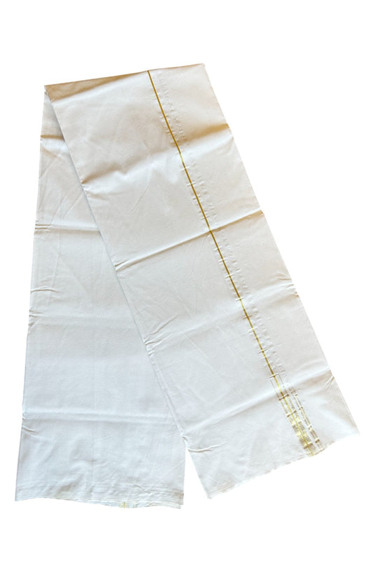 34%  DISCOUNT !! KaithariKada Balaramapuram 100% Cotton Single OFF WHITE - (Unbleached) Mundu/Dhoti-100x100 - 0.5inch  Puliyilakkara Chutty Kasavu double chutty (2 meter / 4 muzham) - 5KK489ASH