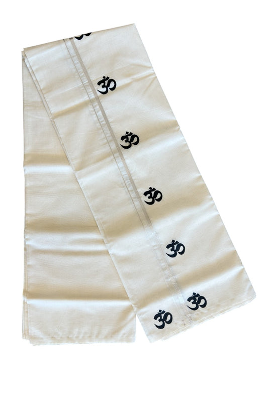 KaithariKada Balaramapuram 100% Cotton Double Off white - (Unbleached) Mundu/Dhoti-100x80 0.75 inch SILVER Kasavu & Hand Painted Mural Design Kara 3.70 meter (8 Muzham) - 5KK5038KK
