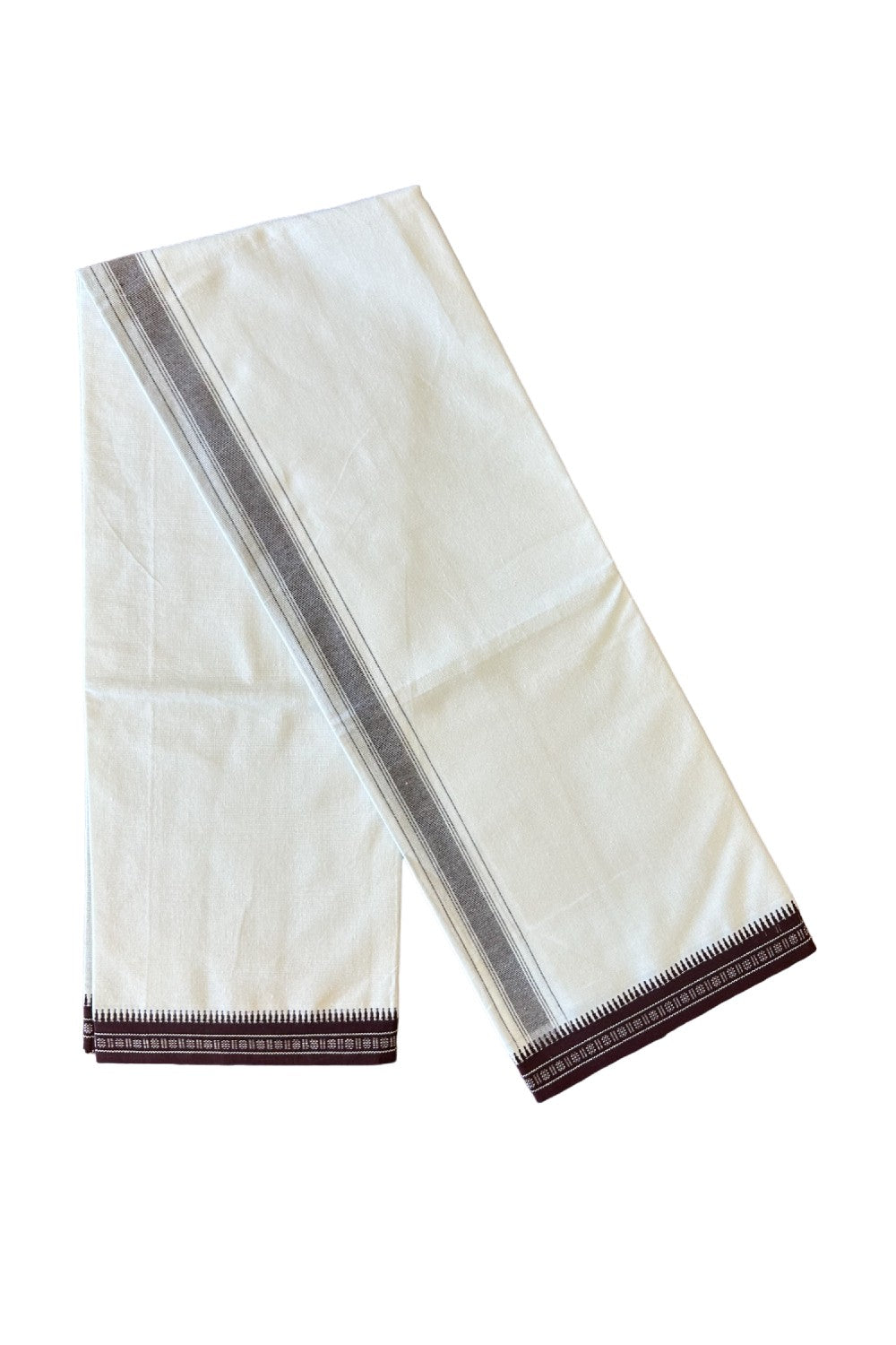 31% Discount!!! Kaitharikada Pure Cotton - Single Kaily / Lungi - 1.75 inch Dark maroon kara with White colour body - 5KK464AST