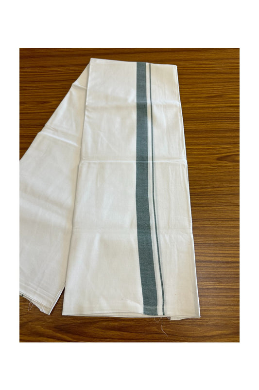 28% DISCOUNT! KaithariKada Balaramapuram 100% Cotton Pure WHITE Single Mundu/Dhoti-100s 1.5 inch Green kara (2 meter / 4 muzham) - 5KK5043ASH