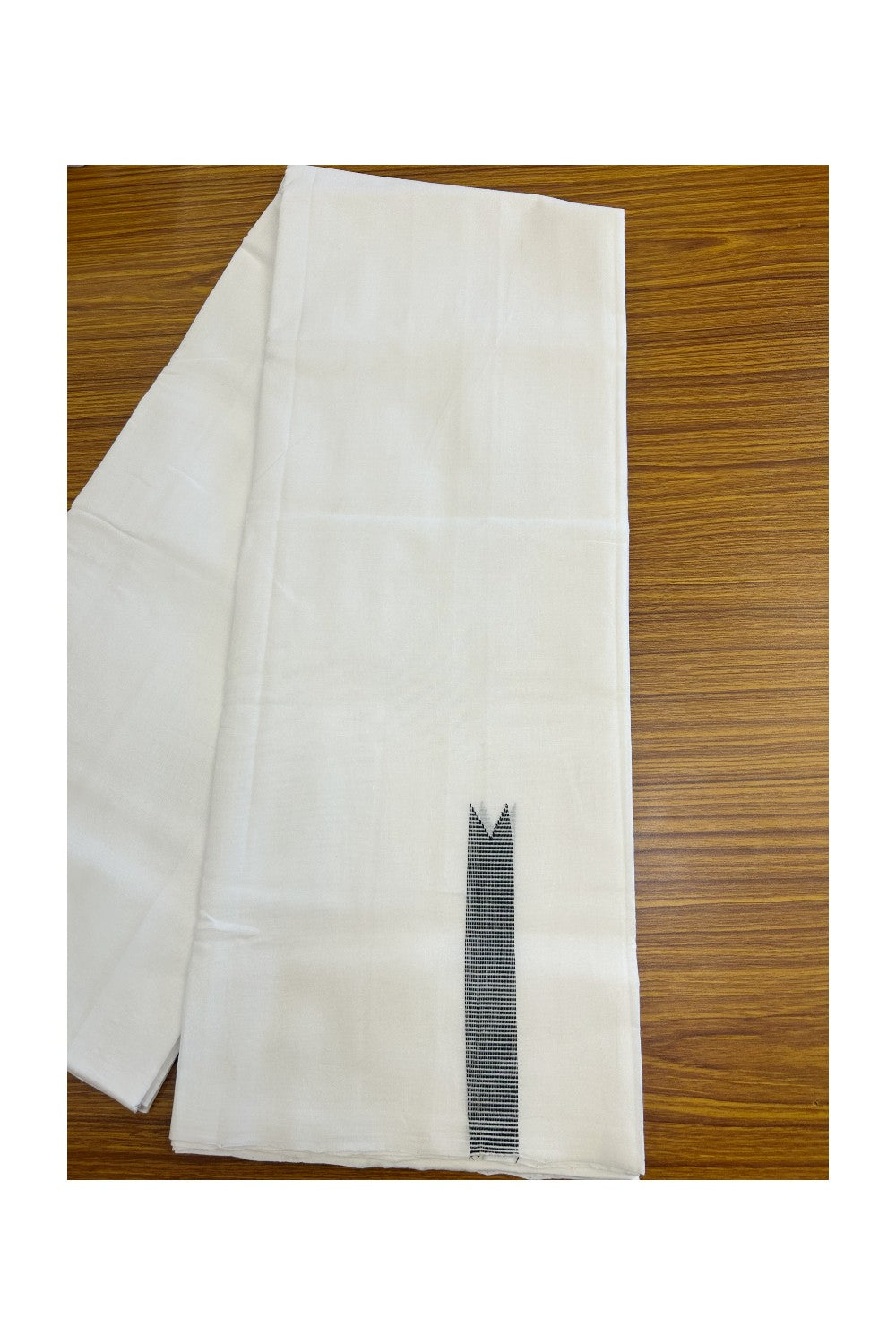 25% Discount!! NEW ULTRA PURE WHITE HANDLOOM Balaramapuram - 100% Mercerised Cotton Double Mundu/Dhoti - 120 twisted warp x 80s weft - 0.75 inch Puliyilakkara Black Striped Chutty Kara- 5KK5200REA