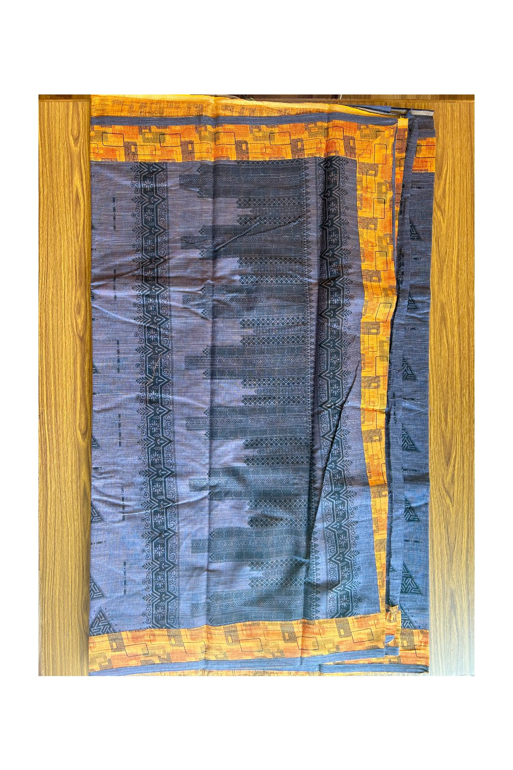 KaithariKada- Balaramapuram Saree - 100% PURE Cotton Silk - Violet &Orange Design - 5KK1004DHA