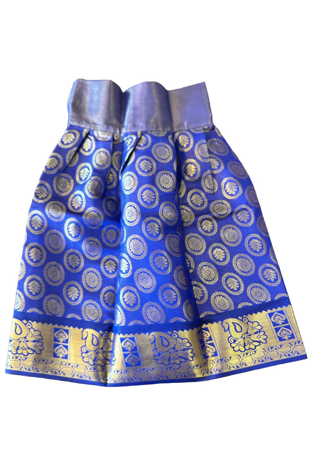 Midukki-Traditional South Indian Kids Pattu Pavada- Blue tissue top blue brocade skirt - Age 4 - KK4MID005