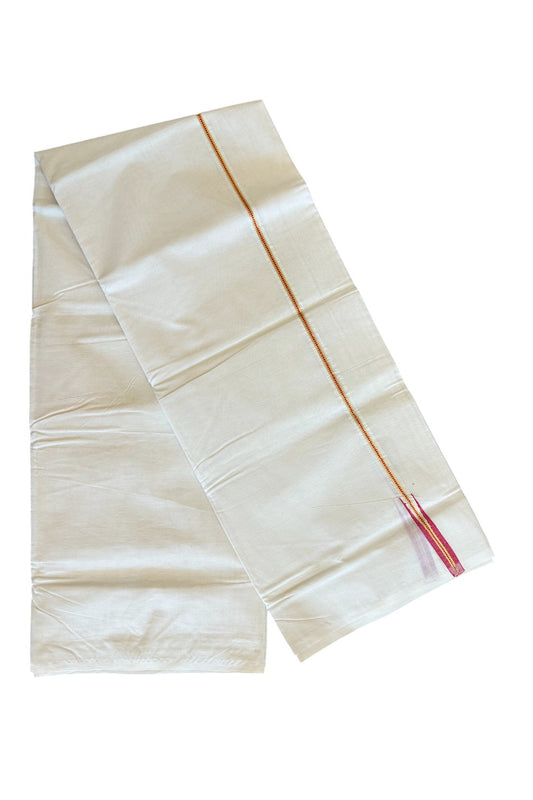 25% DISCOUNT! KaithariKada Balaramapuram 100% Cotton Double Off white - (Unbleached) Mundu/Dhoti-100x100 0.5 inch  Chutty Puliyilakkara Muthukuri Kasavu & Red Kara - 58KK500KK