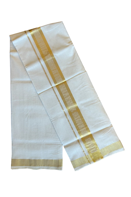 25% DISCOUNT!! KaithariKada HANDLOOM UNAKKUPAAV Balaramapuram - 100% PURE Cotton OFF White (Unbleached) Double Mundu/Dothi - 2.75 Inch Kasavu stripes Kara - 6KK456KK