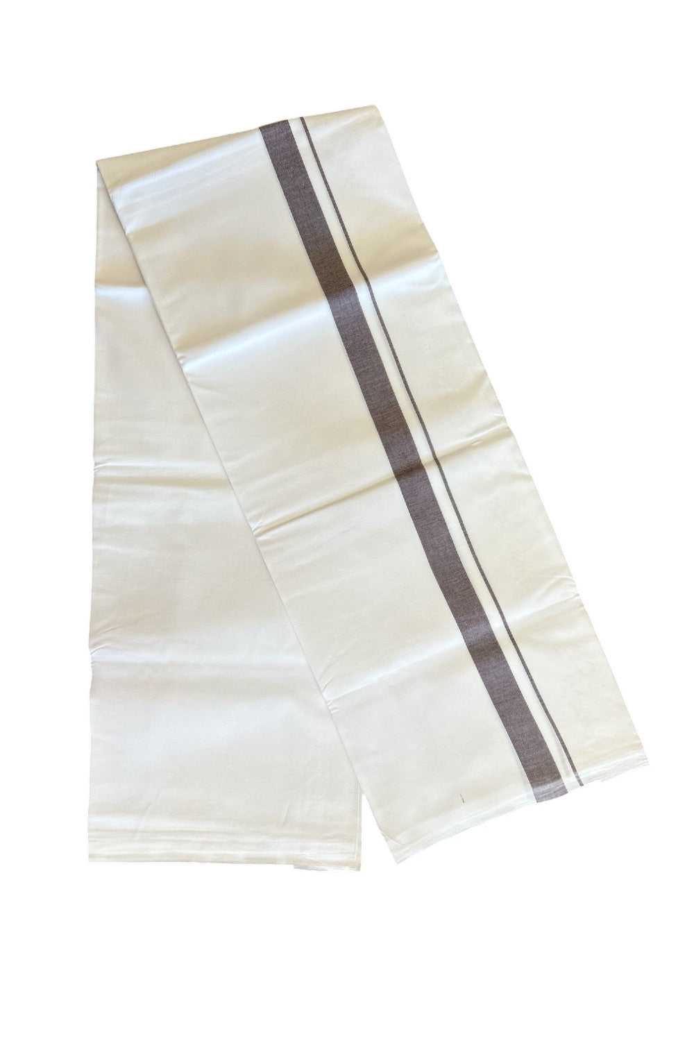 28% DISCOUNT! KaithariKada Balaramapuram 100% Cotton Pure WHITE Single Mundu/Dhoti-100s 1.5 inch MAROON kara (2 meter / 4 muzham) - 6KK5043ASH