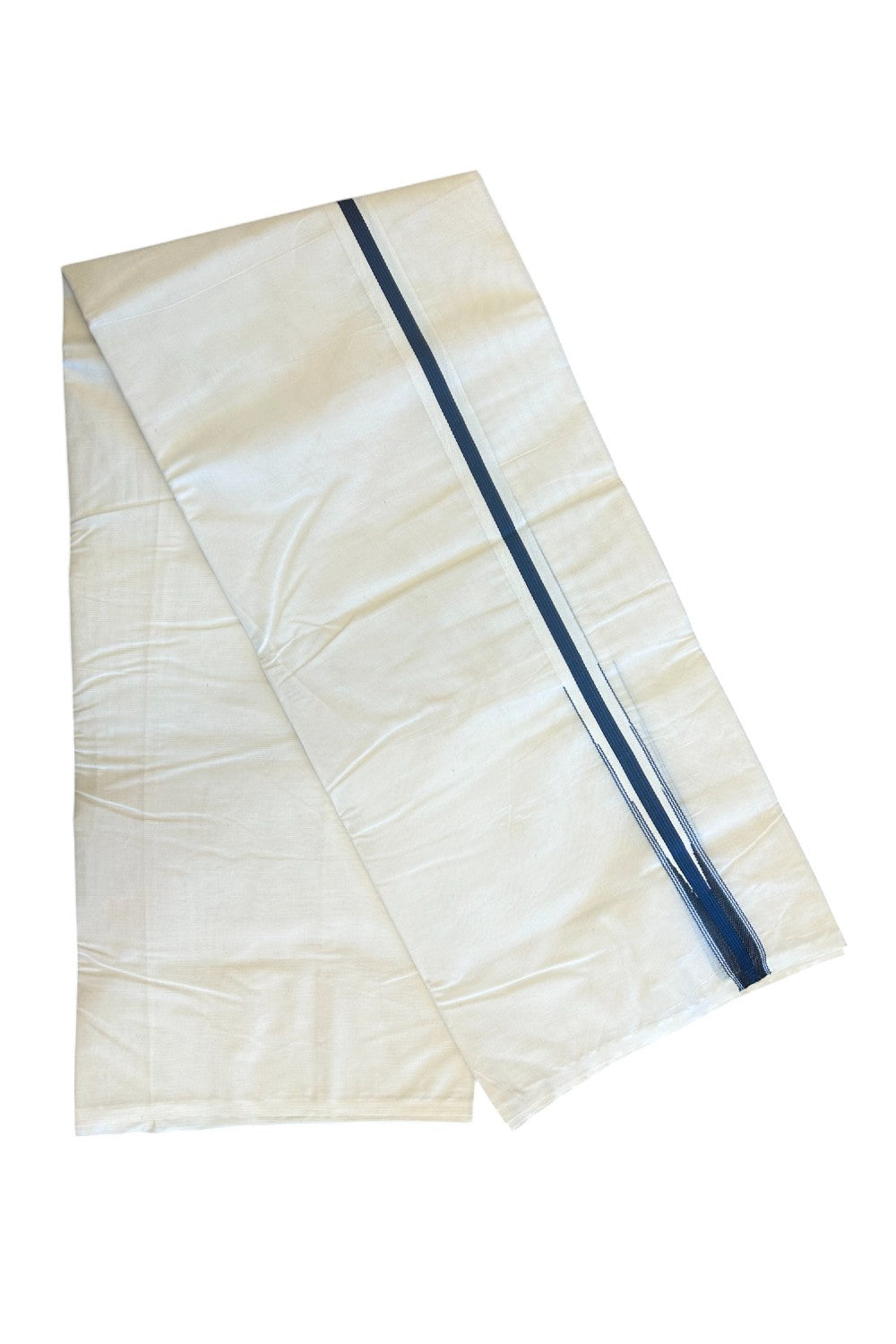 SHORT DHOTI SPECIAL! Kaitharikada.com - 19% Discount! Balaramapuram Double Off white - (Unbleached) Mundu/Dhoti - 100X100 - 1 inch Kara & 45 inches Height Puliyilakkara Dark Blue & Black Striped Chutty Kara 4.12 meters - 6KK5130ASH