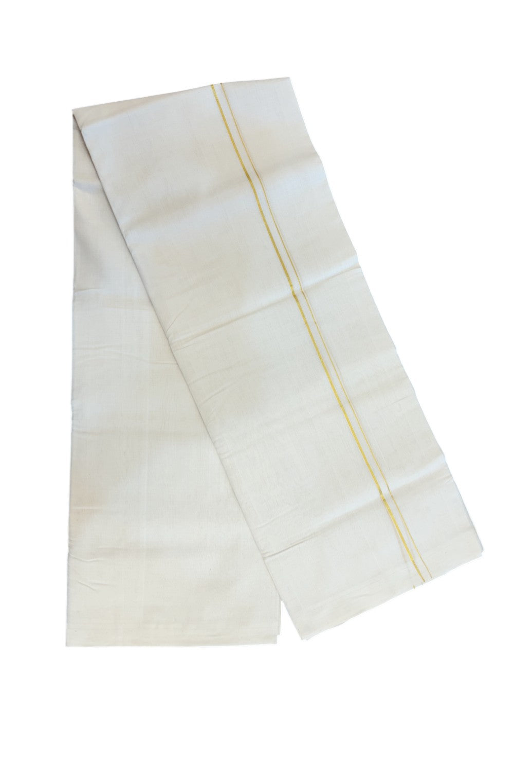 25% DISCOUNT! KaithariKada BALARAMAPURAM HANDLOOM UNAKKUPAAV - 100% PURE Cotton OFF WHITE (Unbleached) Double Mundu/Dhoti - 80X90 - 0.5 cm Kasavu thin Kara 4 mtr (8.5 Muzham) - 6KK5234 RAM