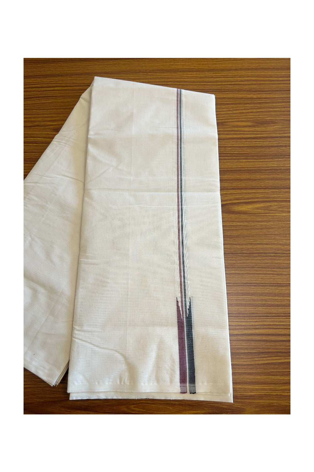 ADMK VESTHI SHORT DHOTI SPECIAL! Kaitharikada.com - 19% Discount! Balaramapuram Double Off white - (Unbleached) Mundu/Dhoti - 100X100 - 2 cm Kara & 46 inches Height Puliyilakkara Maroon & Black Chutty Kara - 6KK5087ASH