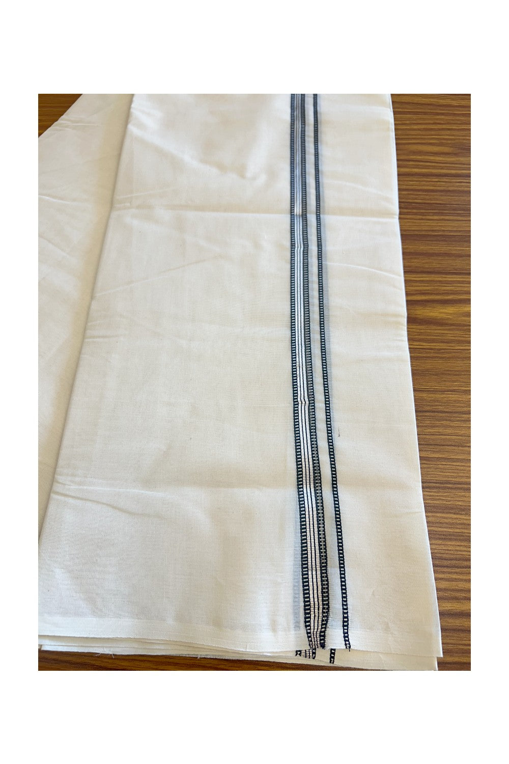 SHORT DHOTI SPECIAL! Kaitharikada.com - 19% DISCOUNT! Balaramapuram Double Off white - (Unbleached)  100% Cotton Mundu/Dhoti - 100x100 - 0.5 Inch Kara & 45 inches Height MUTHUKKURI Silver & Black Kara - 6KK5125ASH