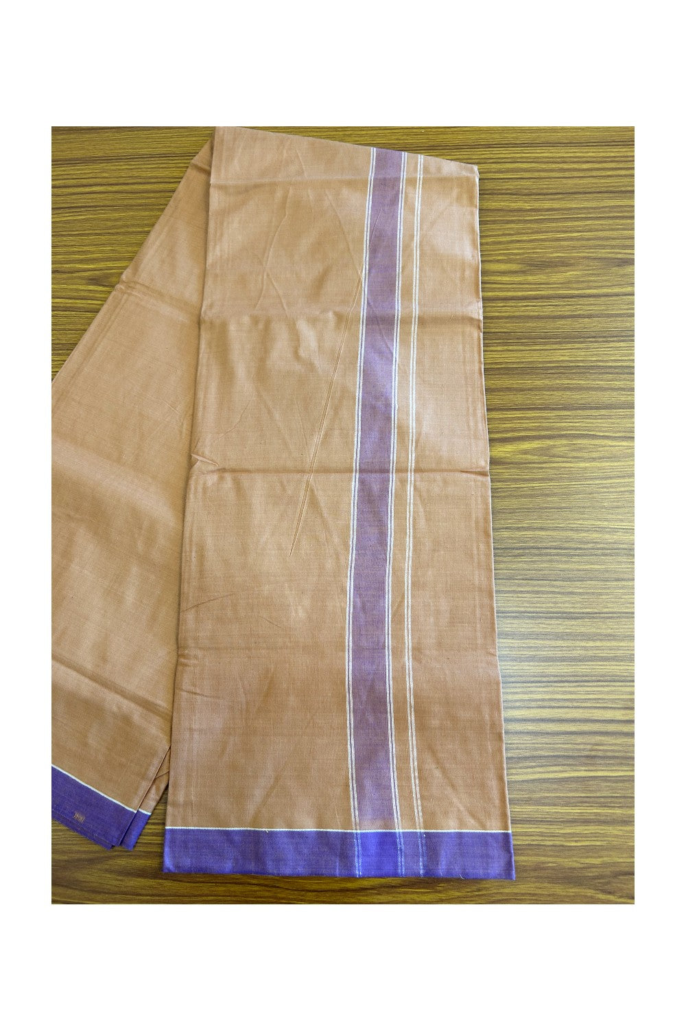 KaithariKada Kalamachal 100% Cotton Lungi/Kaily- KAVI - 2 inch Violet Border - 6KK8004KK