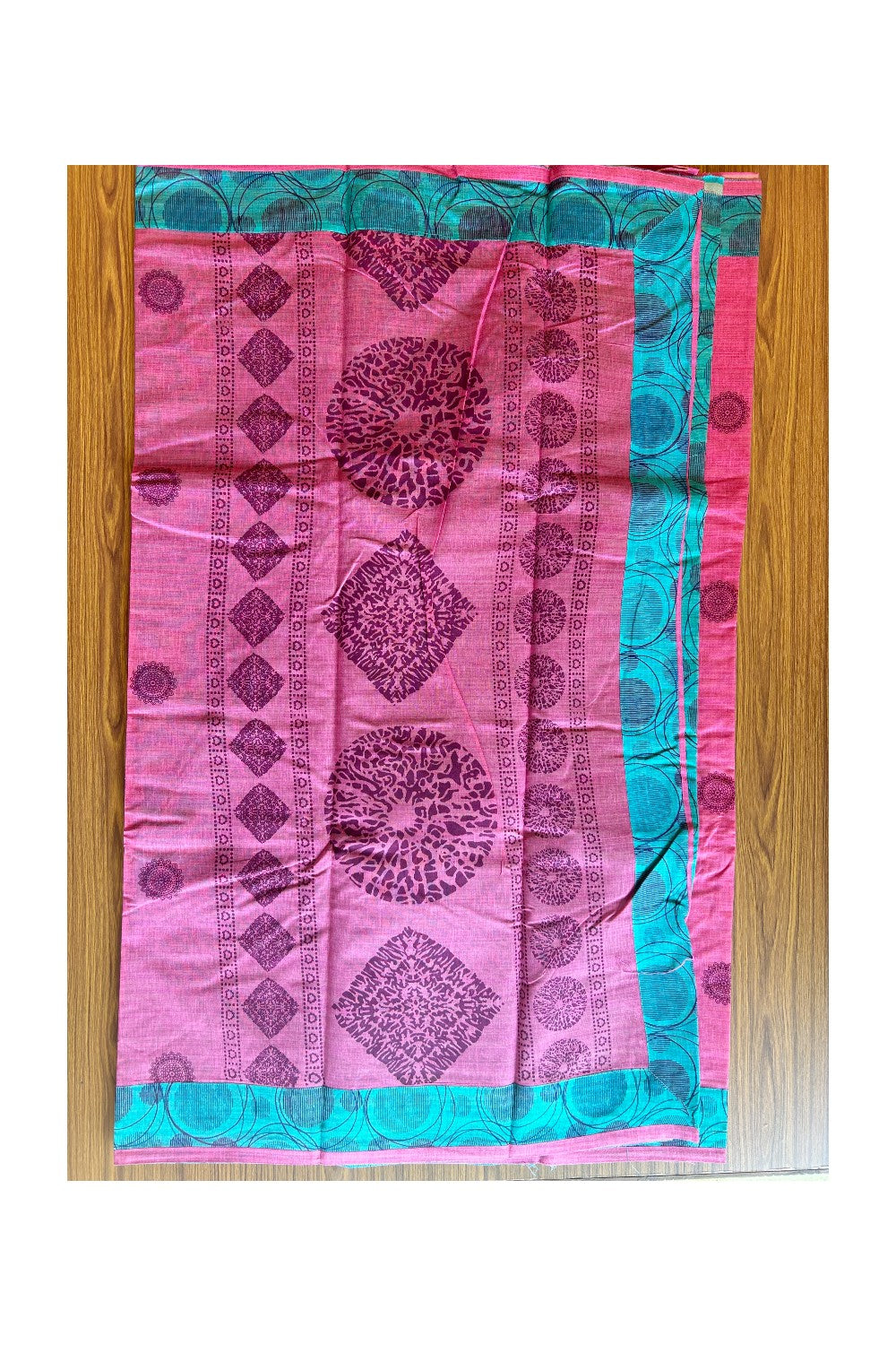 KaithariKada- Balaramapuram Saree - 100% PURE Cotton Silk- Rose Pink & Sky Blue Design - 6KK1004DHA.
