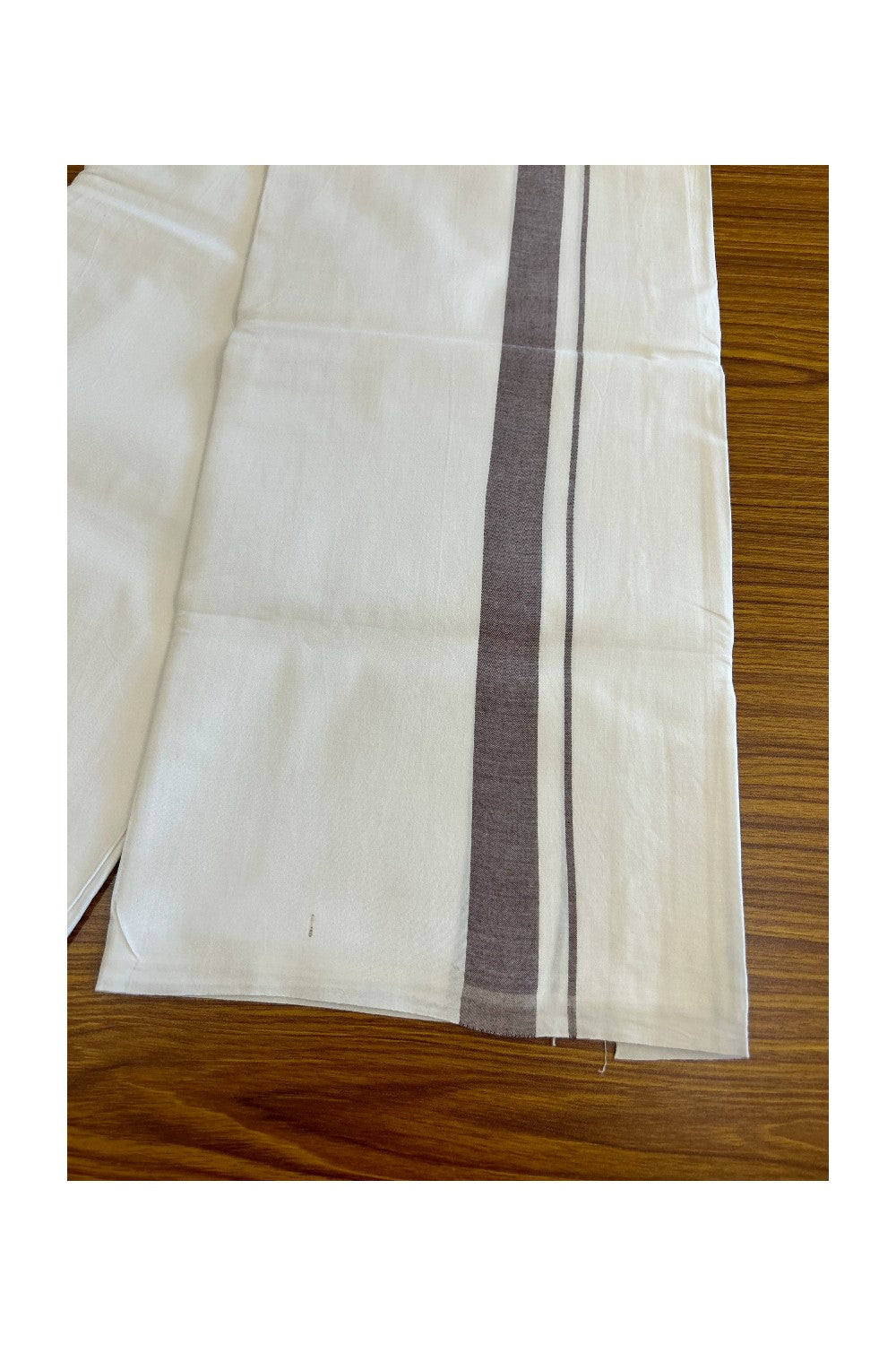 28% DISCOUNT! KaithariKada Balaramapuram 100% Cotton Pure WHITE Single Mundu/Dhoti-100s 1.5 inch MAROON kara (2 meter / 4 muzham) - 6KK5043ASH