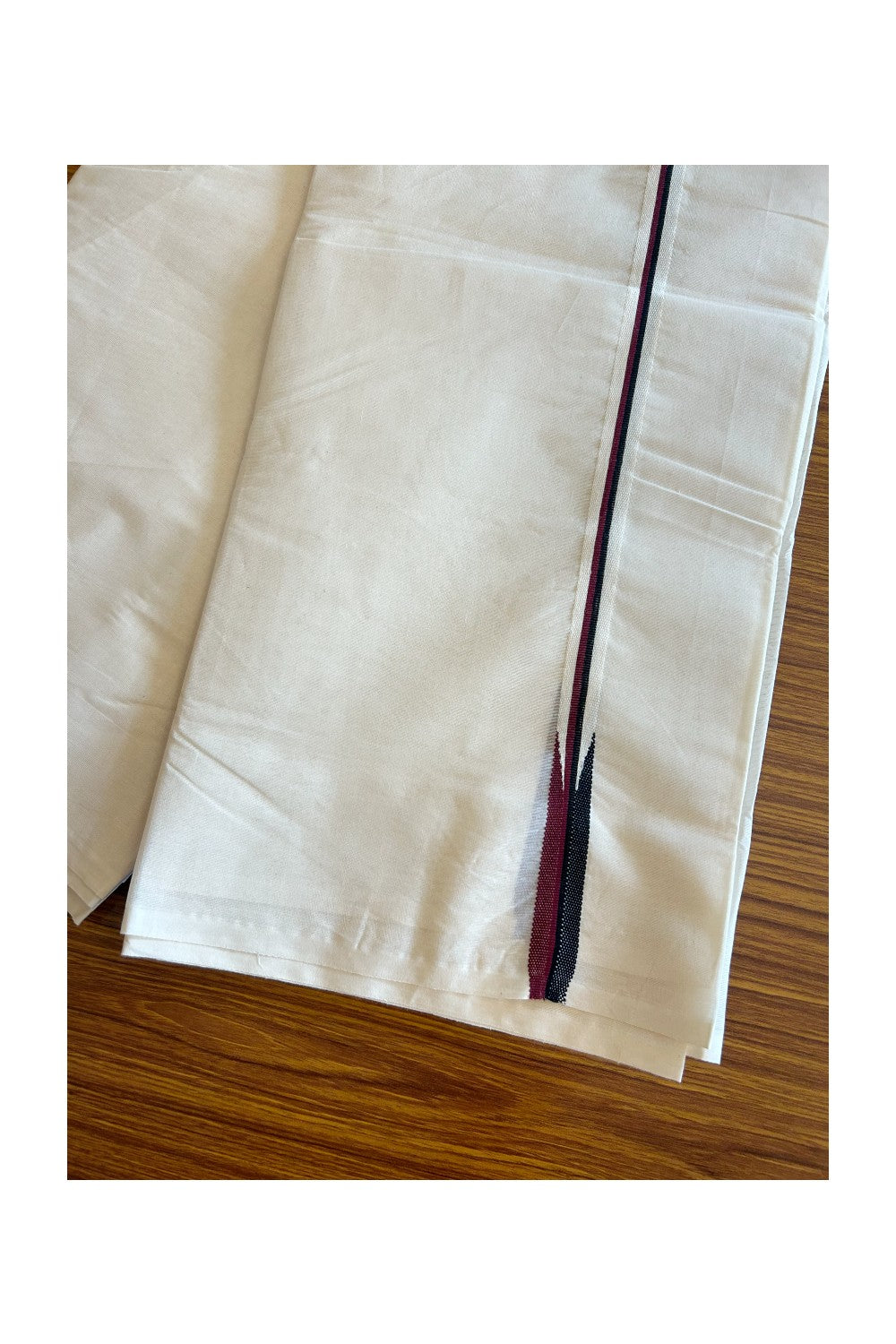 DMK VESHTI SHORT DHOTHI - DMK Veshti - 29% DISCOUNT! KaithariKada Balaramapuram 100% Cotton Double Off white - (Unbleached) Mundu/Dhoti-100x100 - 0.75 inch &  46 inches Height Puliyilakkara MAROON & BLACK Chutty - 6KK5079ASH