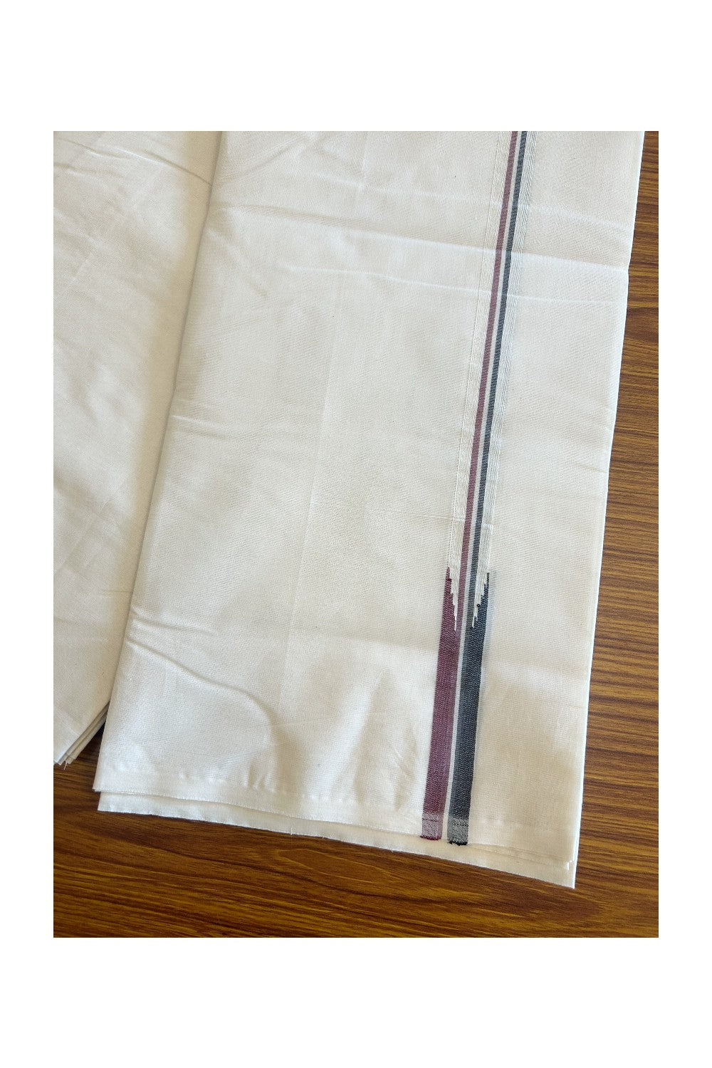 ADMK VESTHI SHORT DHOTI SPECIAL! Kaitharikada.com - 19% Discount! Balaramapuram Double Off white - (Unbleached) Mundu/Dhoti - 100X100 - 2 cm Kara & 46 inches Height Puliyilakkara Maroon & Black Chutty Kara - 6KK5087ASH