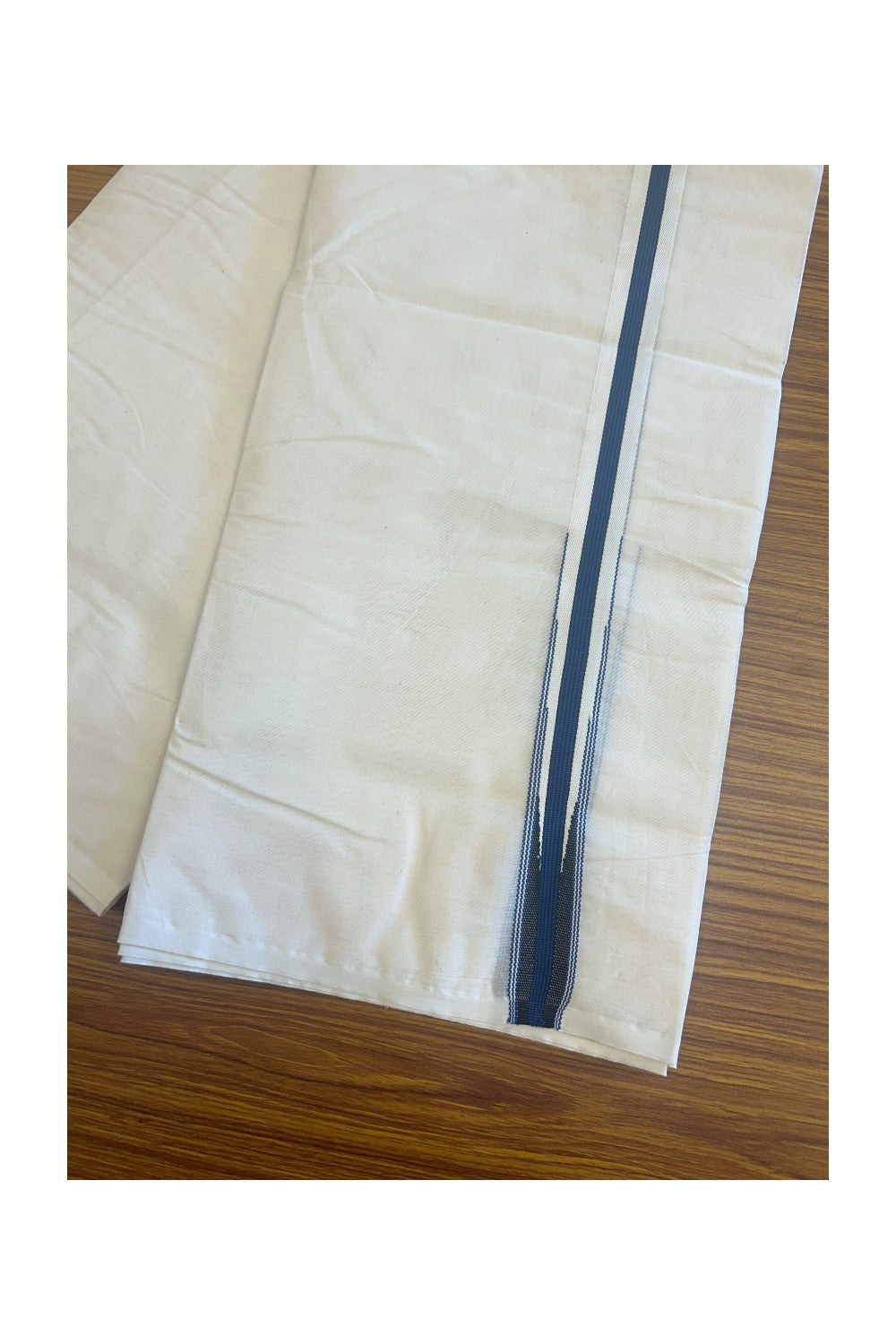 SHORT DHOTI SPECIAL! Kaitharikada.com - 19% Discount! Balaramapuram Double Off white - (Unbleached) Mundu/Dhoti - 100X100 - 1 inch Kara & 45 inches Height Puliyilakkara Dark Blue & Black Striped Chutty Kara 4.12 meters - 6KK5130ASH
