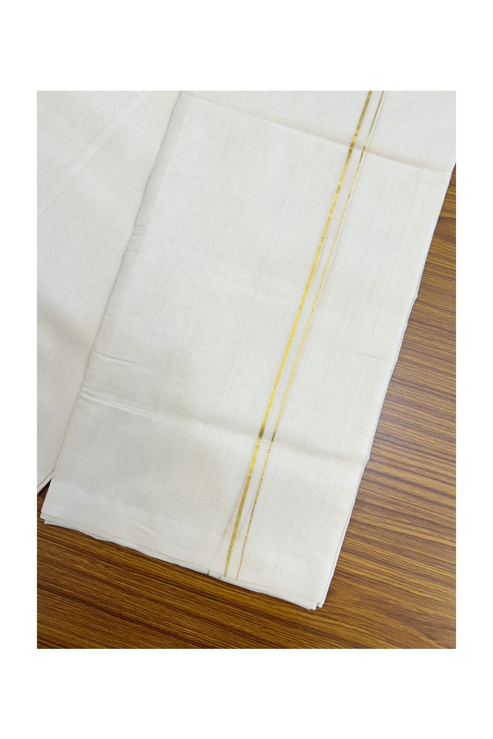 25% DISCOUNT! KaithariKada BALARAMAPURAM HANDLOOM UNAKKUPAAV - 100% PURE Cotton OFF WHITE (Unbleached) Double Mundu/Dhoti - 80X90 - 0.5 cm Kasavu thin Kara 4 mtr (8.5 Muzham) - 6KK5234 RAM