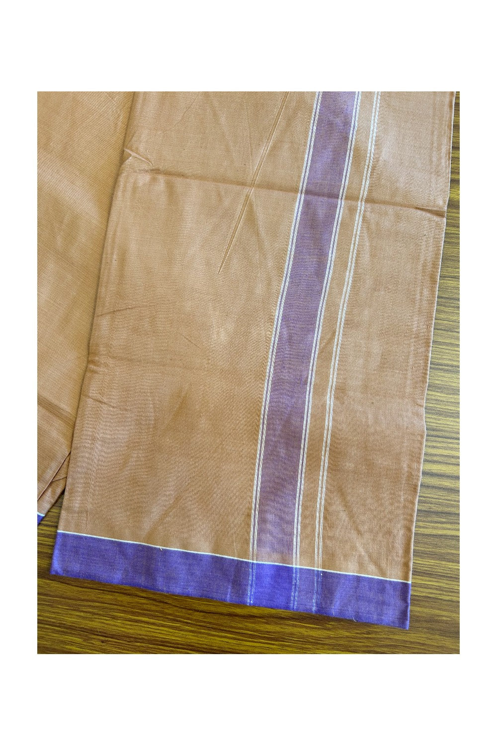KaithariKada Kalamachal 100% Cotton Lungi/Kaily- KAVI - 2 inch Violet Border - 6KK8004KK
