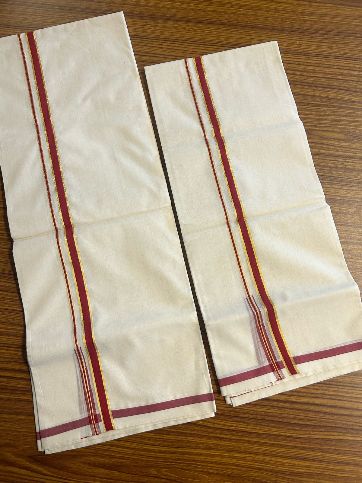 55% Discount!!! KaithariKada HANDLOOM UNAKKUPAAV Balaramapuram - 100% Cotton Puliyilakkara Chutty - & SINGLE SET MUND FOR WOMEN - MAROON Kasav Border- 6KK497RAV