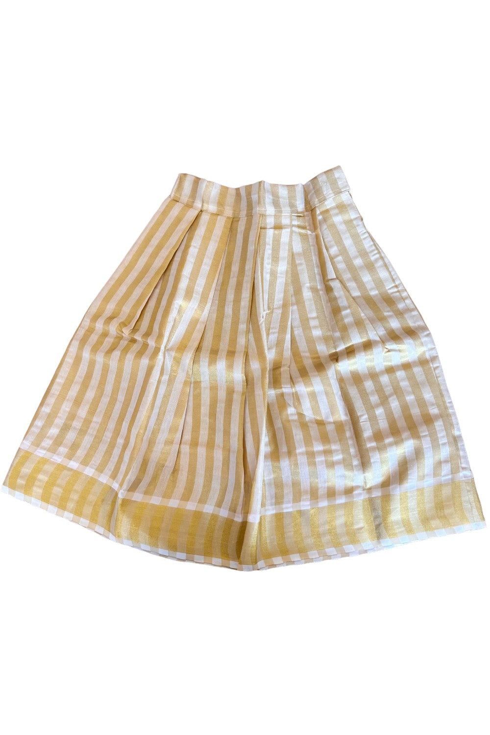 Midukki-Traditional South Indian Kids Pattu Pavada- Yellow tissue top stripped tissue skirt - Age 6 - KK6MID006