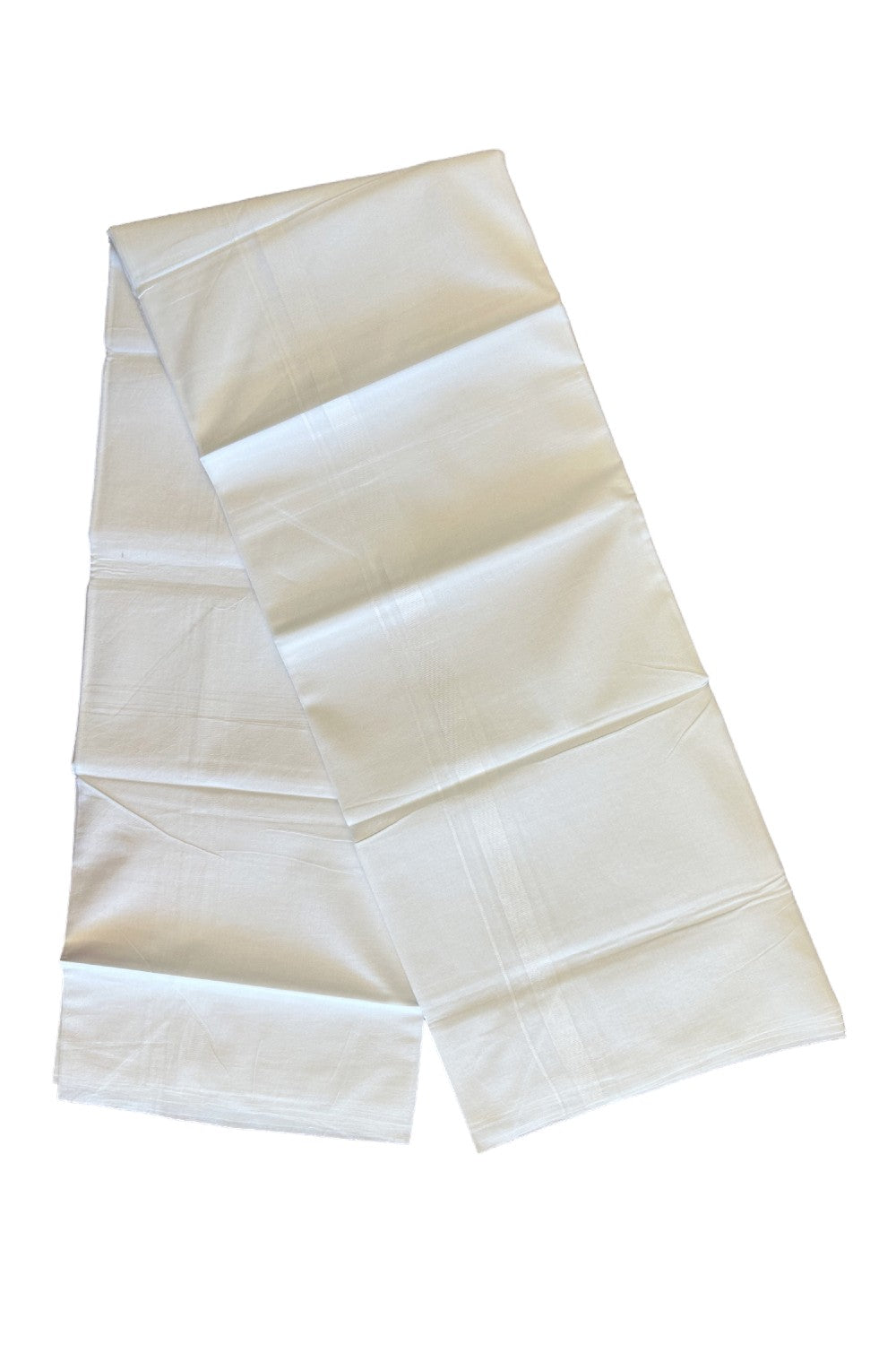 8% DISCOUNT!! Kaitharikada Balaramapuram 100% Cotton PURE WHITE Double Mundu/Dothi-100x90  1.25 inch White kara - 62KK430VAS