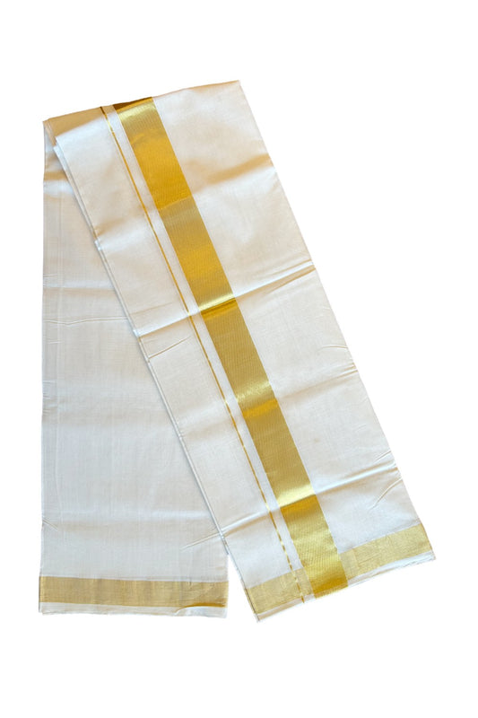 25% DISCOUNT!! KaithariKada HANDLOOM UNAKKUPAAV Balaramapuram - 100% PURE Cotton OFF White (Unbleached) Double Mundu/Dothi - 2.75 Inch Kasavu Kara - 7KK456KK