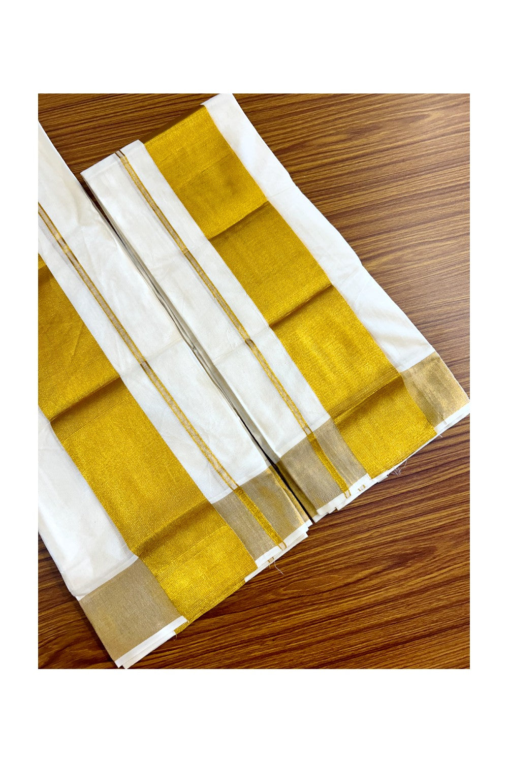 27% Discount!! KaithariKada - Kerala Cotton Mix Single Set Mundu - EXTRA LENGTH - Kasavu Big Kara - 7KK471CKA