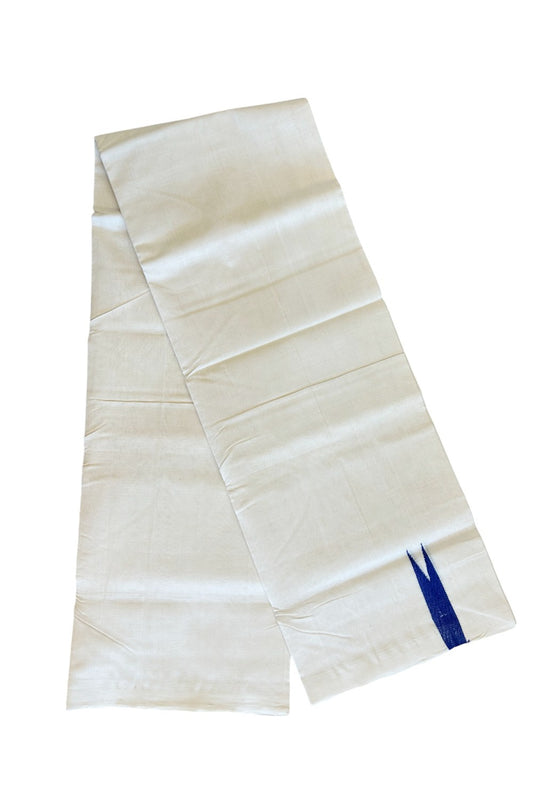 30% DISCOUNT! KaithariKada BALARAMAPURAM HANDLOOM Unakkupaav- 100% PURE Cotton 100x100 Double Mundu/Dhoti OFF WHITE - (Unbleached) - PULIYILAKKARA Dark Blue 0.75inch Chutty KARA- 7KK498KK