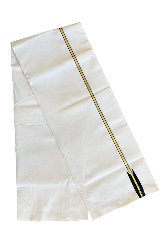 30% DISCOUNT!! KaithariKada HANDLOOM Unakkupaav Balaramapuram - 100% PURE Cotton OFF White Double - (Unbleached) Mundu/Dothi - Kasavu black puliyilakkara Chutty - 7KK5029RAM