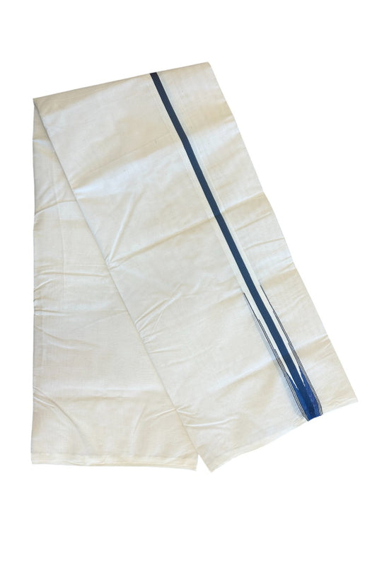 SHORT DHOTI SPECIAL! Kaitharikada.com - 19% Discount! Balaramapuram Double Off white - (Unbleached) Mundu/Dhoti - 100X100 - 1 inch Kara & 45 inches Height  Puliyilakkara Dark Blue & Black Striped Chutty Kara 4.12 meters - 7KK5130ASH