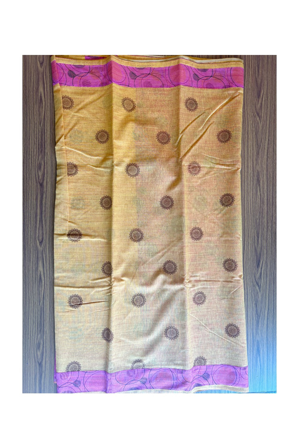 KaithariKada- Balaramapuram Saree - 100% PURE Cotton Silk - Yellow & Rose Pink Design - 7KK1004DHA.