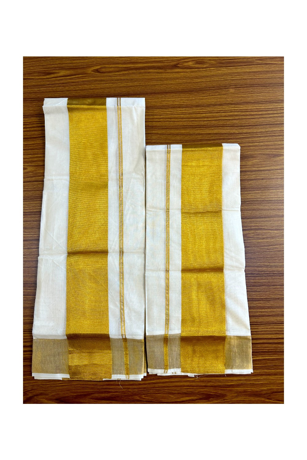 27% Discount!! KaithariKada - Kerala Cotton Mix Single Set Mundu - EXTRA LENGTH - Kasavu Big Kara - 7KK471CKA